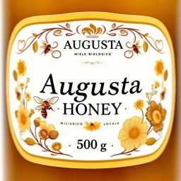 Elegant design for an organic honey label named 'Augusta'