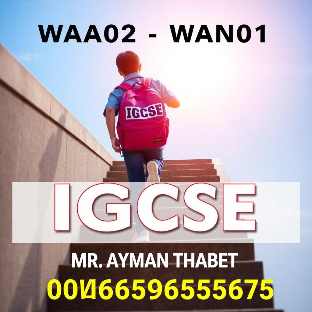 A promotional advertisement image depicting a student climbing a staircase towards the sun, symbolizing challenge and ambition