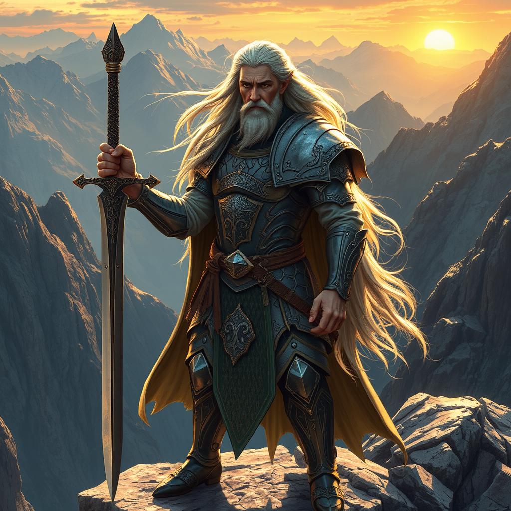 A majestic depiction of Fingolfin, the Elven king from J