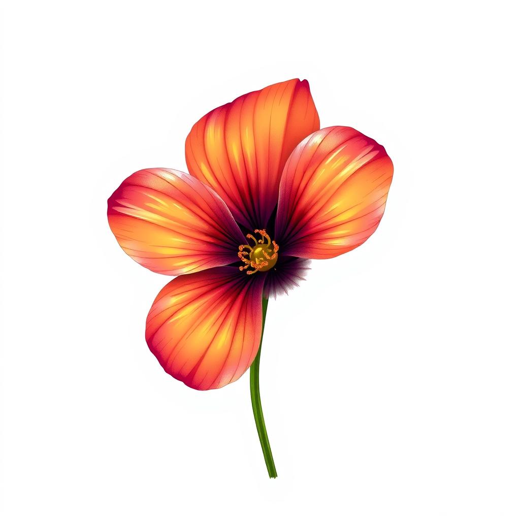 A beautifully detailed illustration of a single vibrant flower, showcasing its petals in brilliant hues