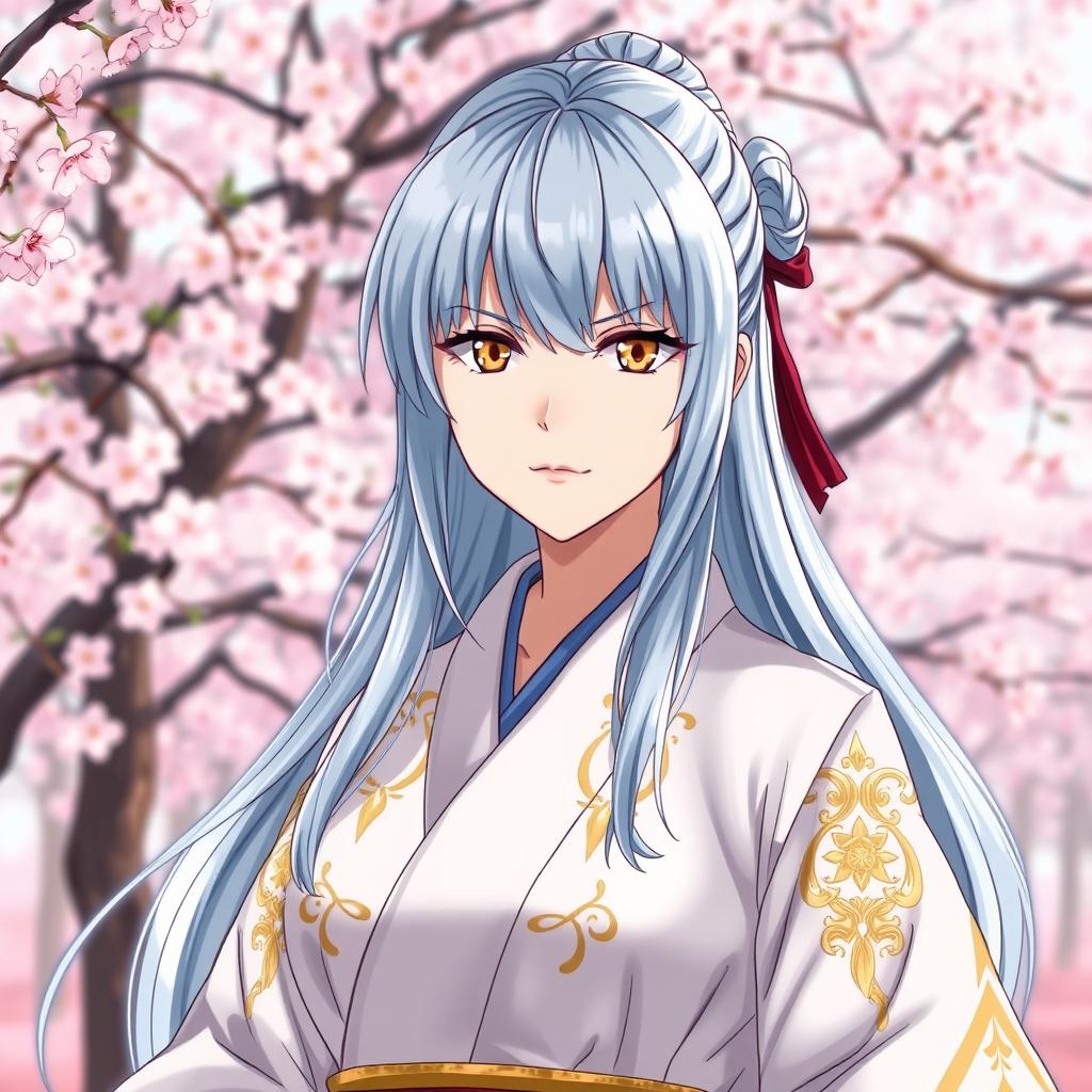 A Tsundere female samurai in Gintama anime art style