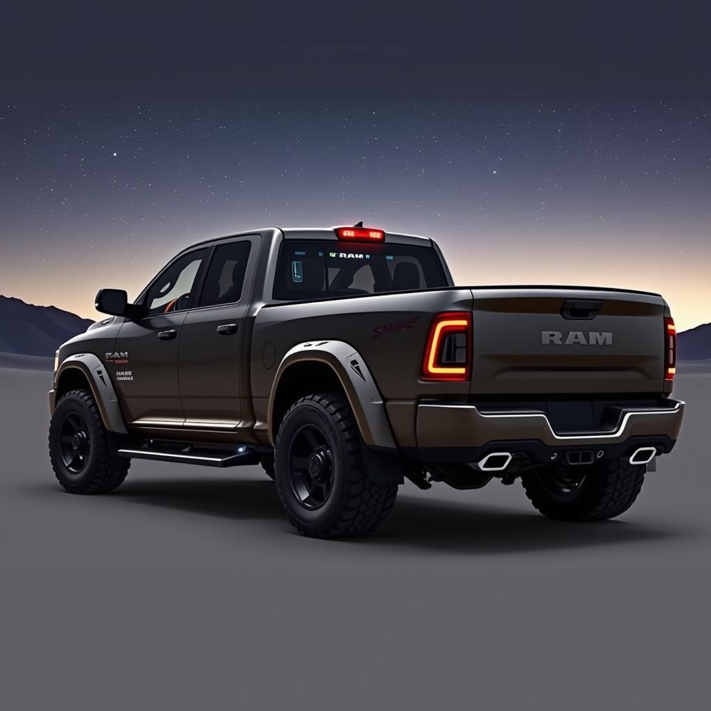 A futuristic truck combining elements of the 2025 RAM 3500 and the iconic Star Trek USS Enterprise