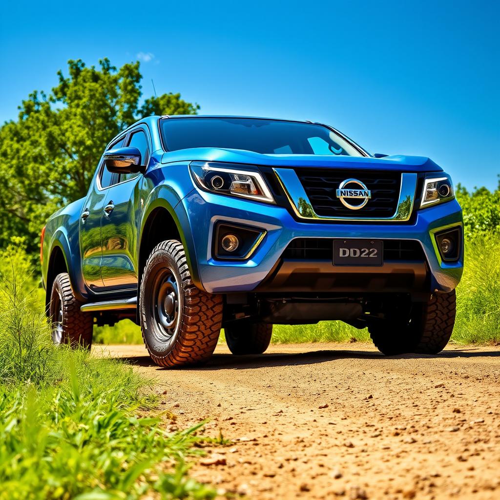 An impressive, high-resolution image of a Nissan D22 pickup truck, showcasing its rugged design and practicality