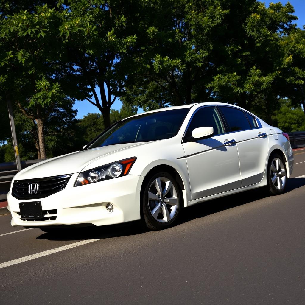 A sleek and stylish 2012 Honda Accord in a unique white bone color