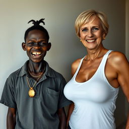 In a basic room, an intriguing scene depicts two contrasting women