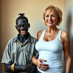 In a basic room, an intriguing scene depicts two contrasting women