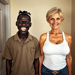 In a basic room, an intriguing scene depicts two contrasting women