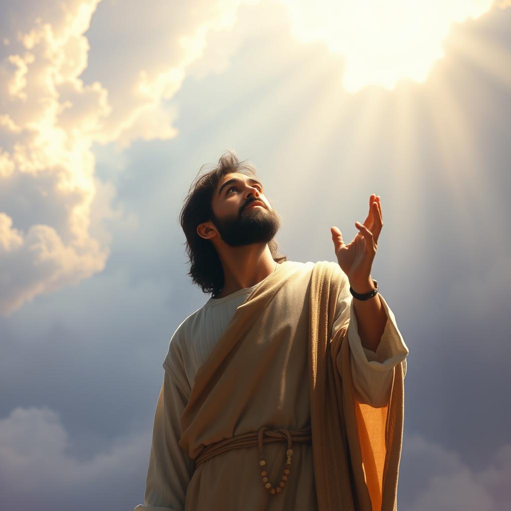 An awe-inspiring scene depicting Isaías standing in a grand, luminous setting as he hears the voice of the Lord asking, 'A whom shall I send?' The atmosphere is filled with divine light, and a subtle, majestic representation of the Lord's presence can be felt, although unseen