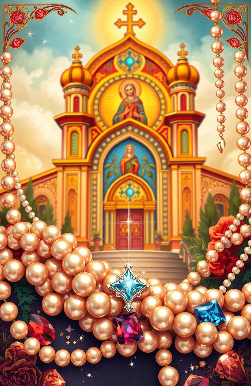 A beautiful and intricate illustration representing the theme of Orthodoxy, with a vibrant Orthodox Jordanian church icon in the background