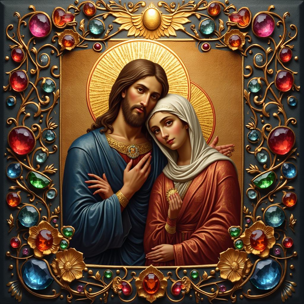 A beautifully designed cover for a religious poetry book about Orthodoxy, featuring an elegant icon of Christ and the Virgin Mary