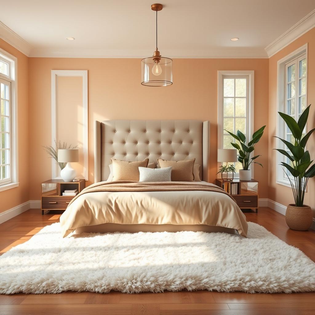 A beautifully decorated bedroom featuring a cozy atmosphere