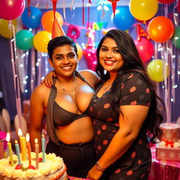 A beautiful Indian model with curvy features and big breasts, confidently showcasing her big boobs and cleavage in a stylish outfit