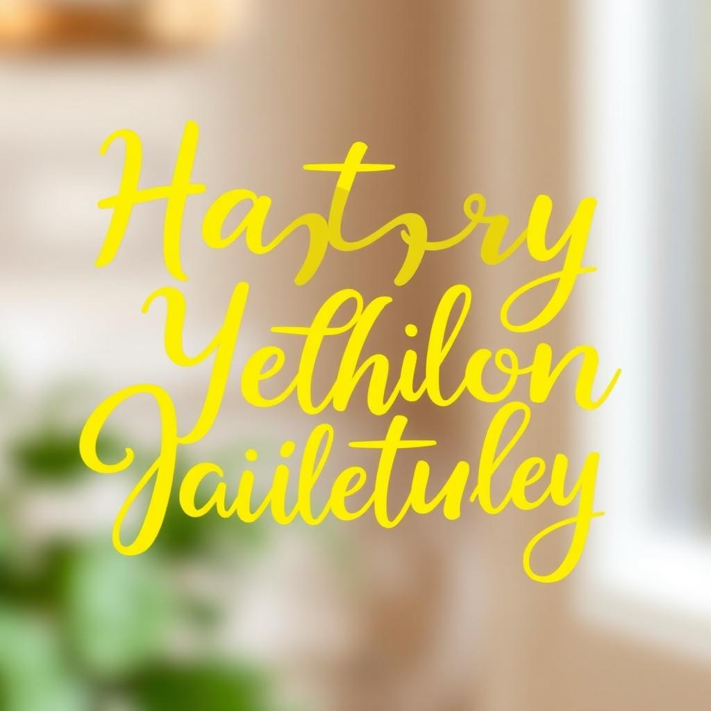 The text transforms from white to a vibrant yellow, with a beautifully crafted handwritten style that resembles elegant calligraphy