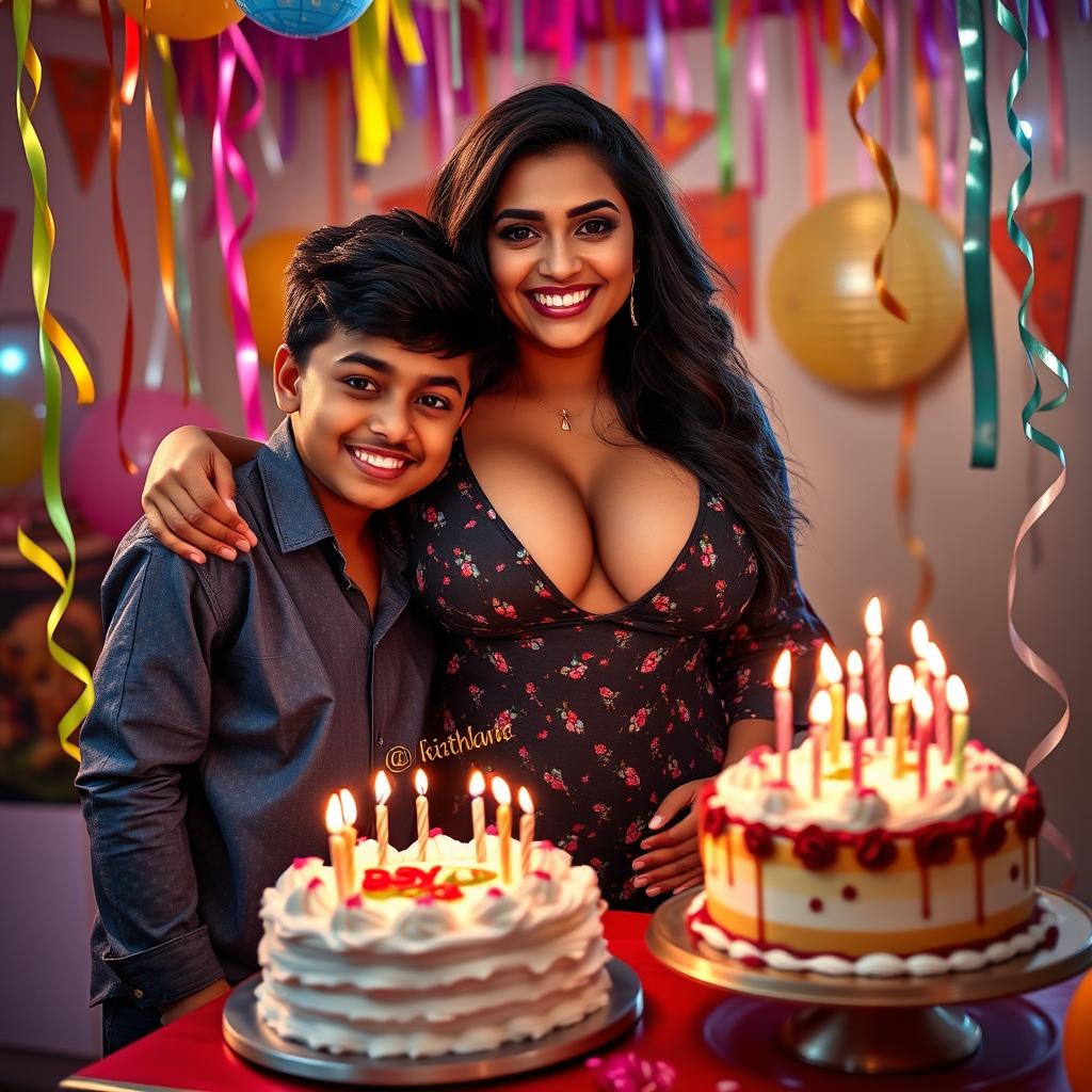 A beautiful Indian model with a curvy figure and big breasts, showcasing her big boobs and cleavage in a fashionable outfit that accentuates her shape
