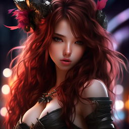 Enhance the beauty of the Final Fantasy style anime woman. Ensure she is breathtakingly beautiful within the ultra-detailed, 32k resolution image. Maintain dark and light color tones accompanied by a stunning bokeh effect for added allure.