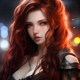 Enhance the beauty of the Final Fantasy style anime woman. Ensure she is breathtakingly beautiful within the ultra-detailed, 32k resolution image. Maintain dark and light color tones accompanied by a stunning bokeh effect for added allure.