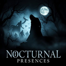 A dark and intriguing movie poster for 'NOCTURNAL PRESENCES', reflecting a mysterious atmosphere