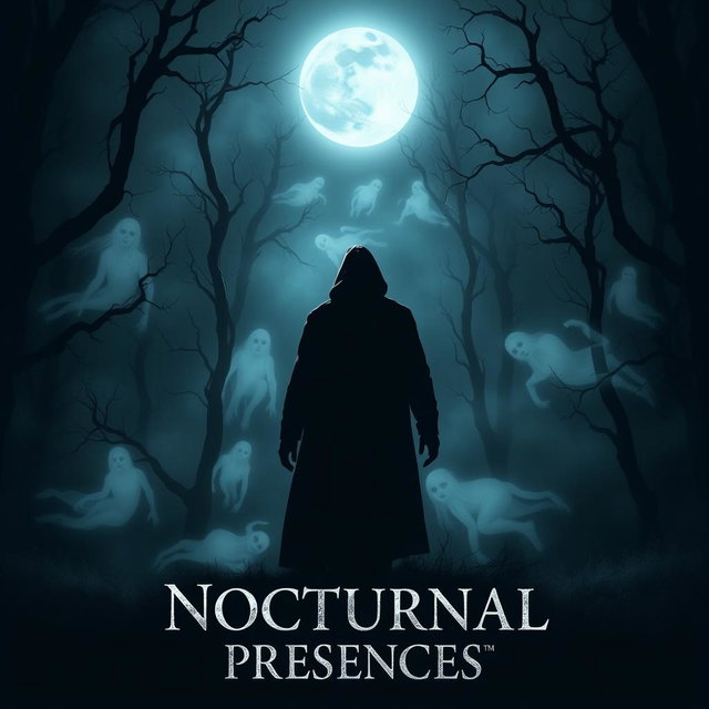 A dark and intriguing movie poster for 'NOCTURNAL PRESENCES', reflecting a mysterious atmosphere