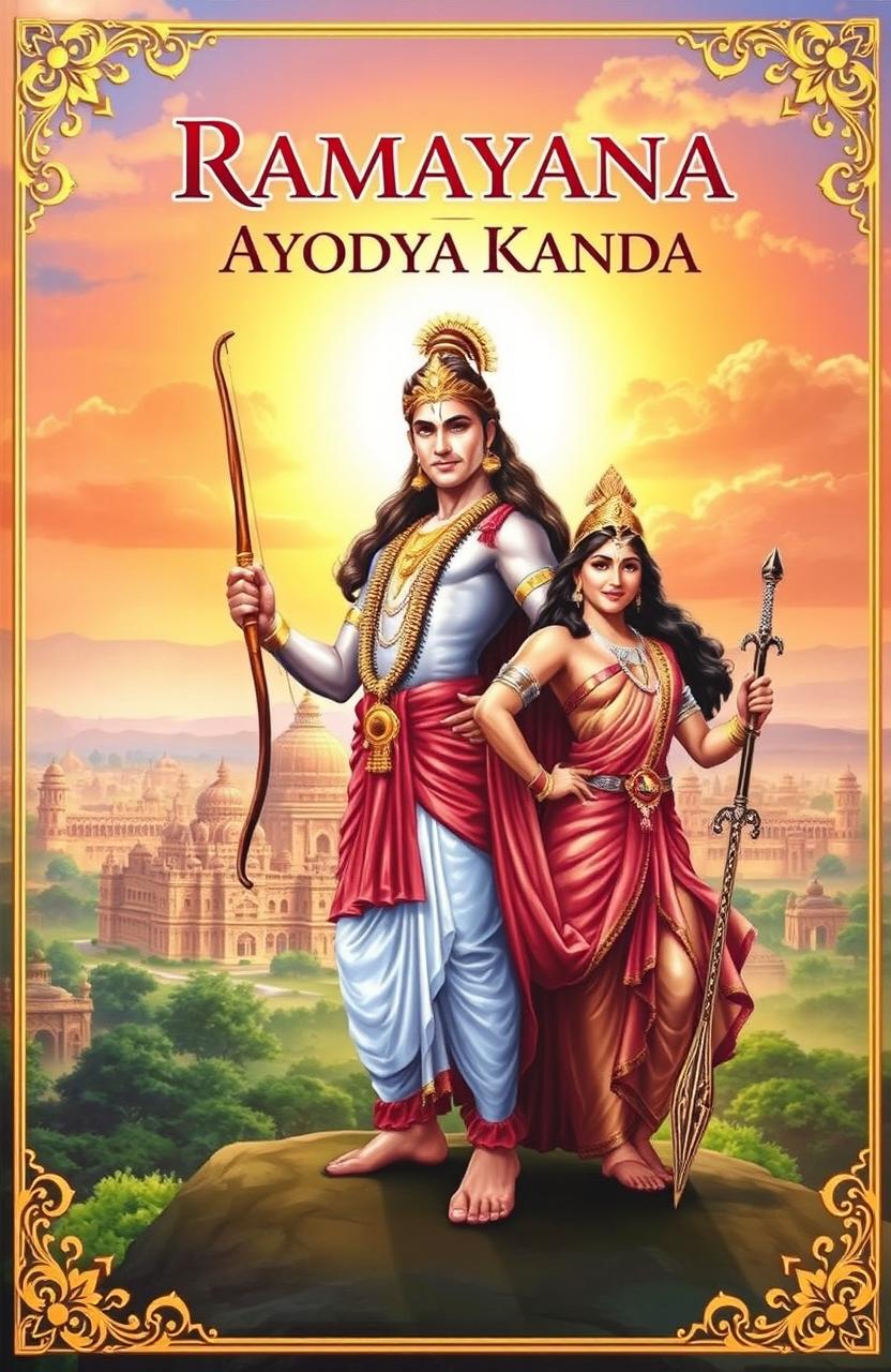 A stunning cover for 'Ramayana Ayodya Kanda', featuring the central characters of the epic