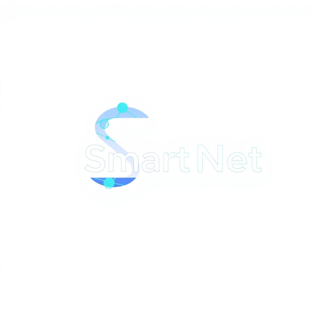 A logo design for an internet service provider named 'Smart Net', featuring a modern and sleek aesthetic