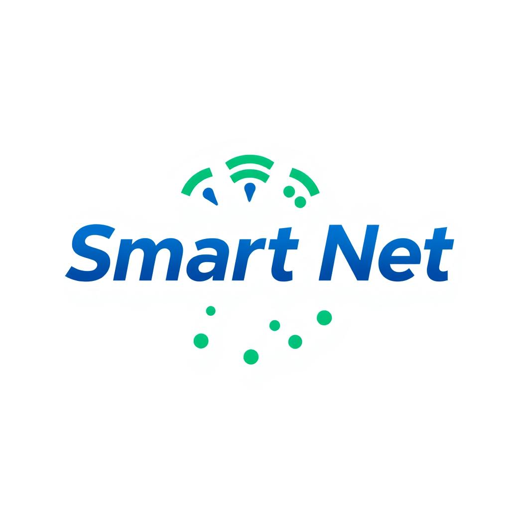 A modern logo design for an internet service provider named 'Smart Net'
