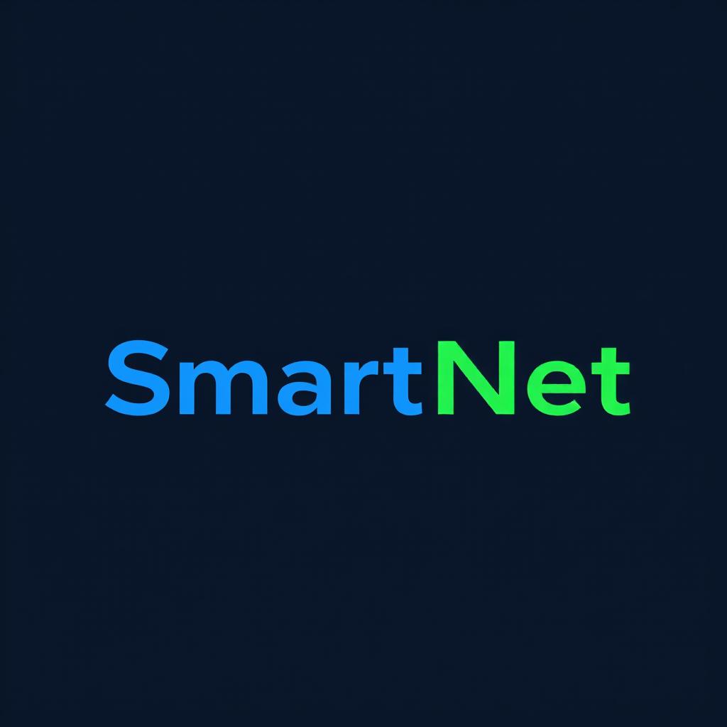 Logo design for an internet service provider named 'Smart Net', featuring a modern, sleek, and innovative style