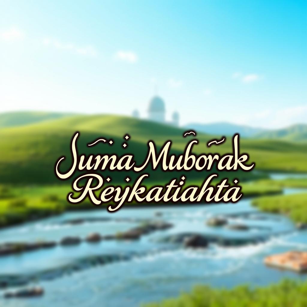 A beautifully designed calligraphic text image with the words 'Juma Muborak Reykatahta' prominently featured in elegant Arabic script