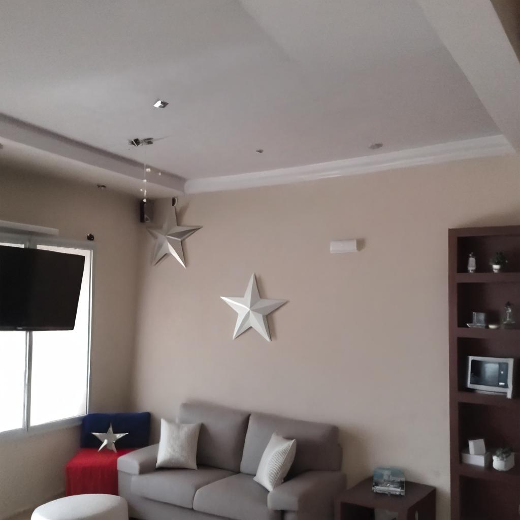 Cozy Living Room: Embrace Comfort Under a Starry Ceiling