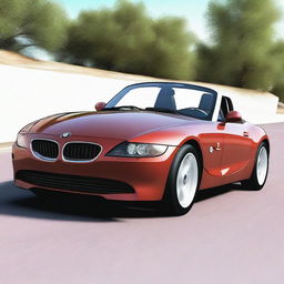 This is a high-quality digital rendering of a 2004 BMW Z4, a sleek and modern sports car