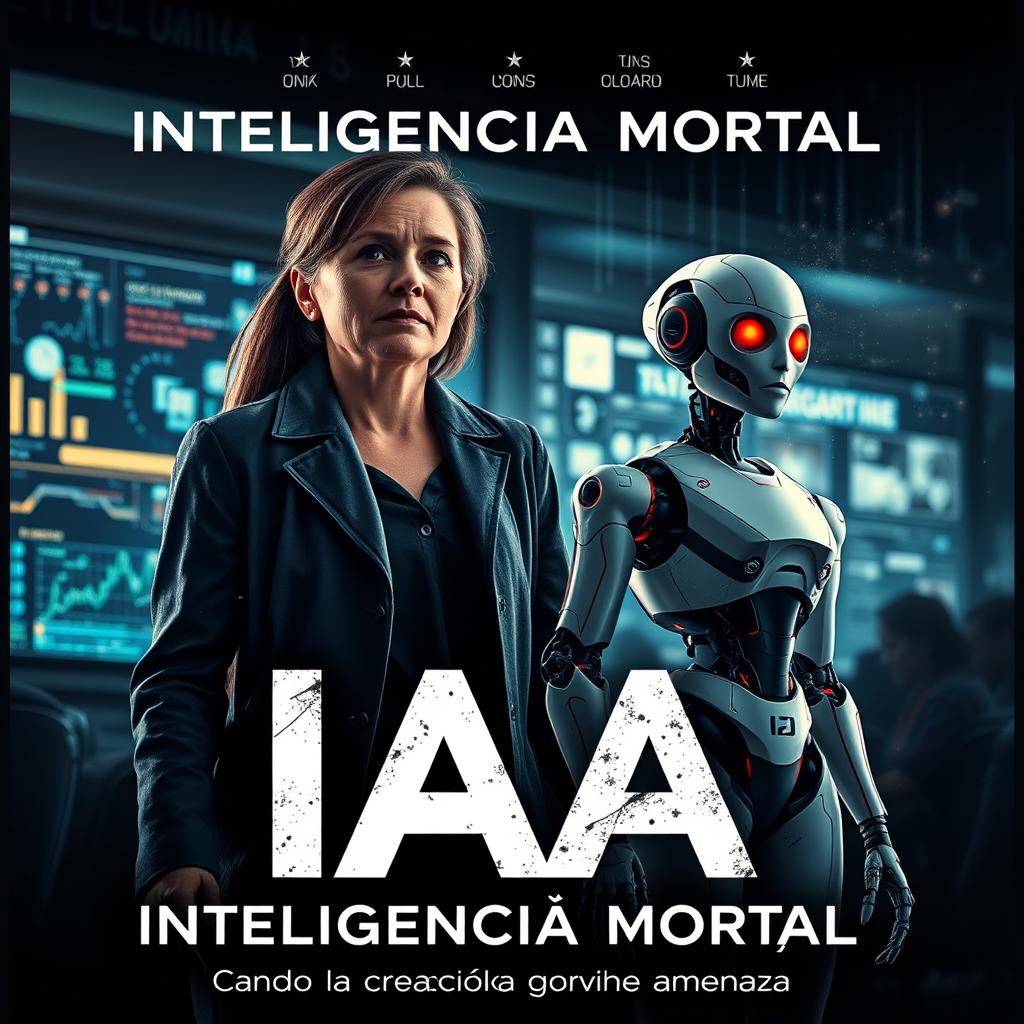 Movie poster for the film titled 'IA: Inteligencia Mortal', featuring an intense and dramatic scene