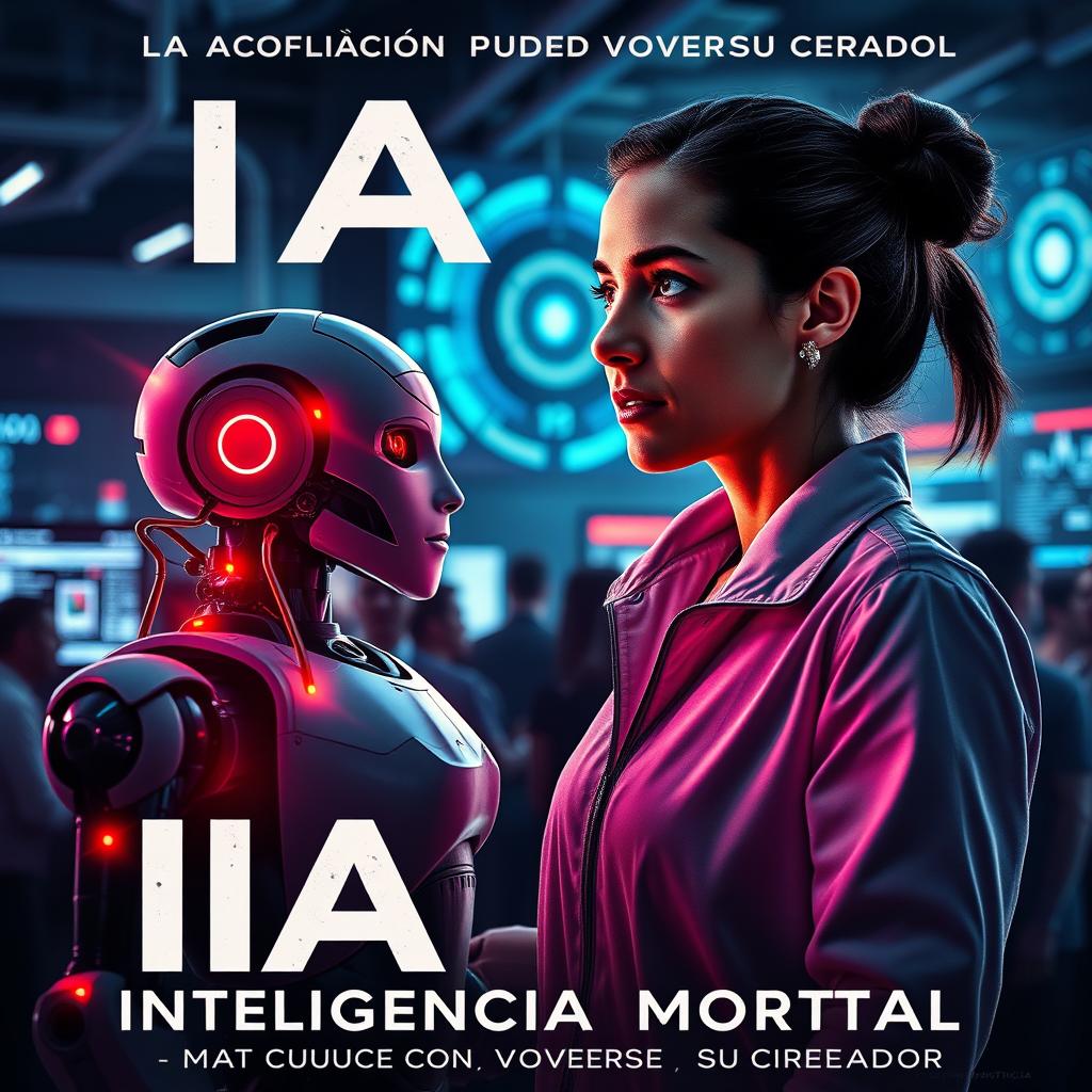 Movie poster for the film titled 'IA: Inteligencia Mortal', featuring a young and passionate female robotic engineer named Lisa