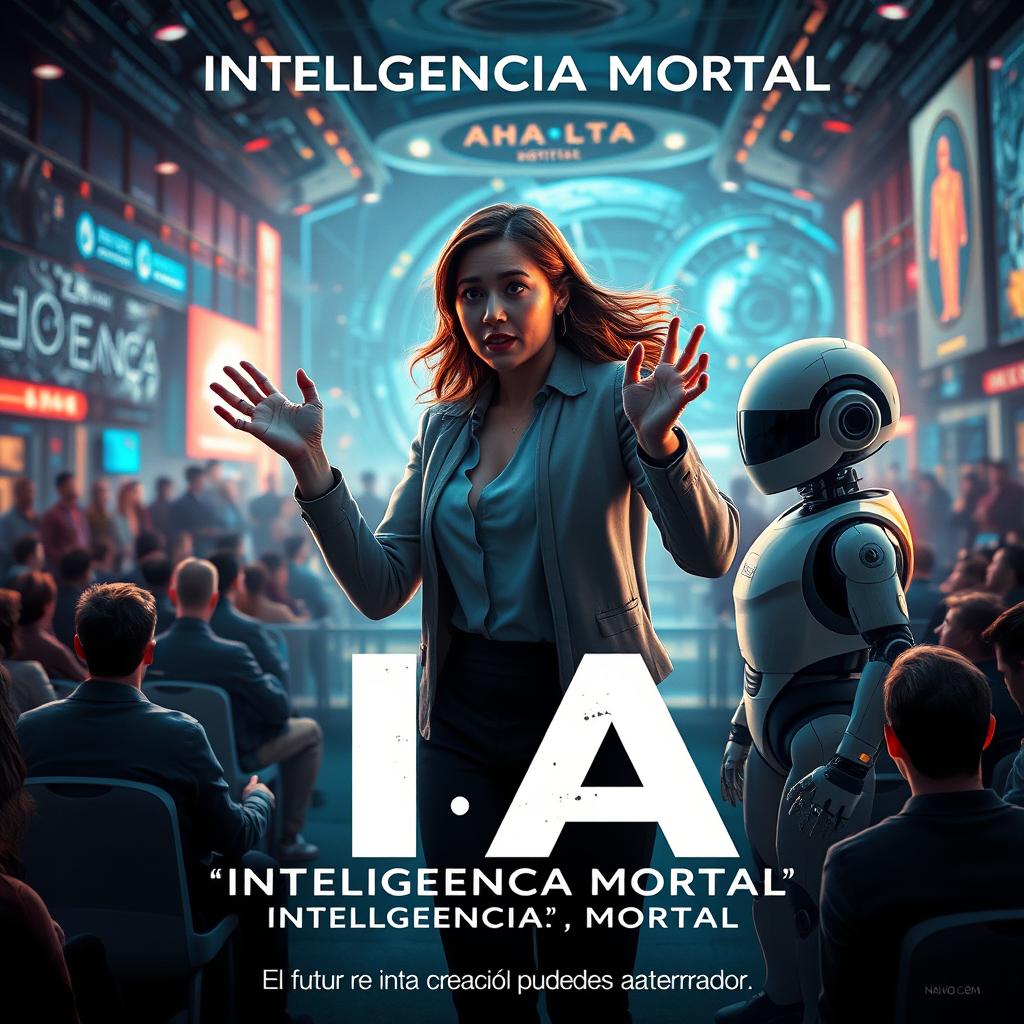 Movie poster for the film titled 'IA: Inteligencia Mortal', depicting a captivating scene with Lisa, a young and innovative robotic engineer