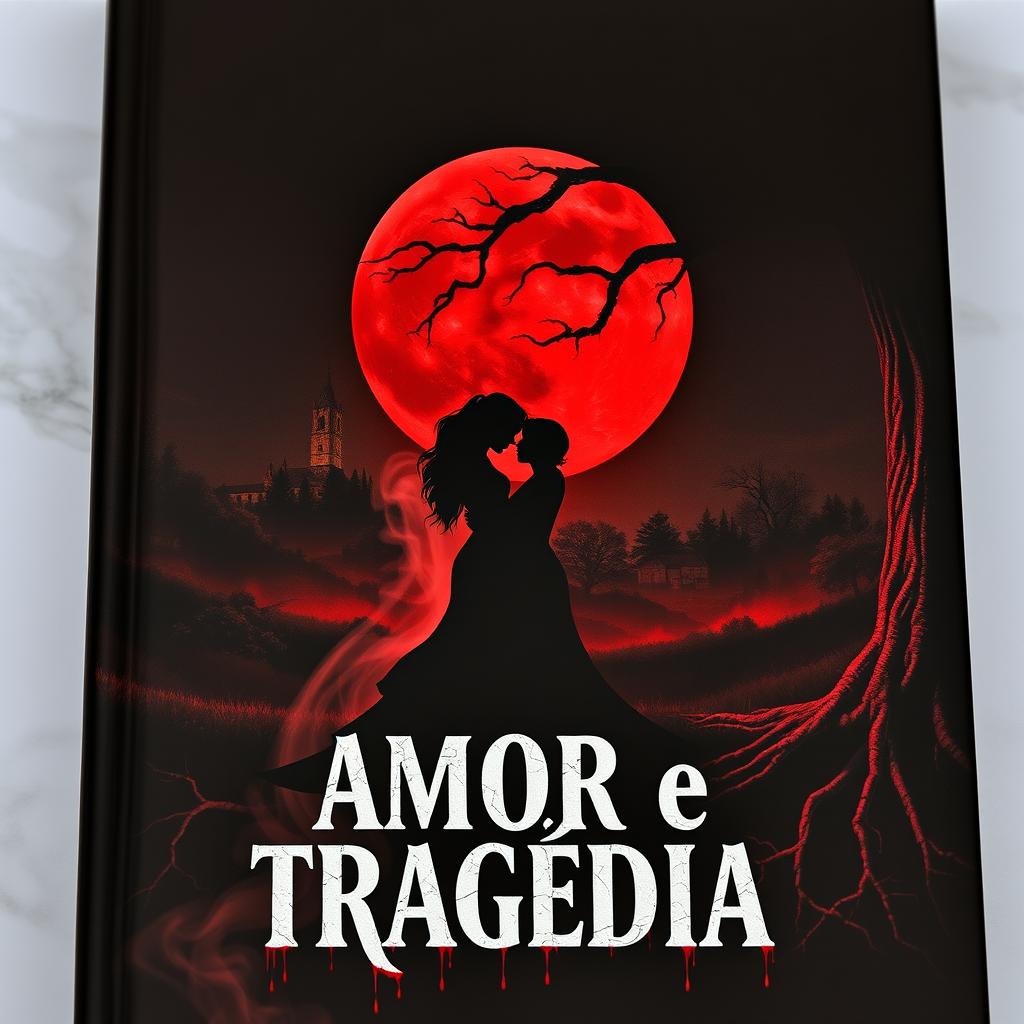 A chilling and suspenseful book cover featuring dark shades of red and black
