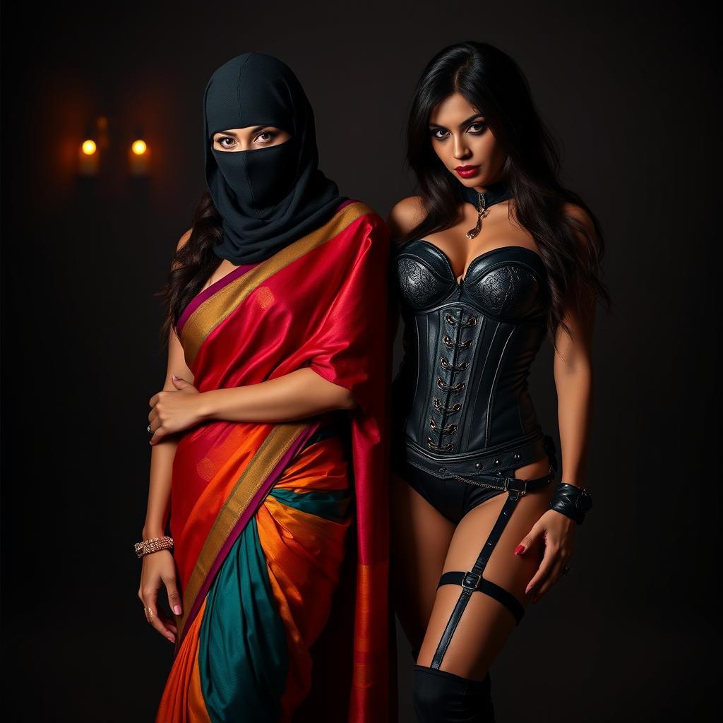 An alluring scene featuring two captivating women