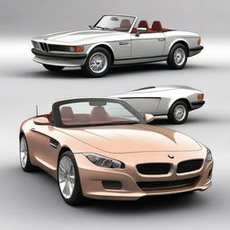 This is a high-quality digital rendering of a unique car, a fusion of a 2004 BMW Z4 and a 1980 BMW 323i