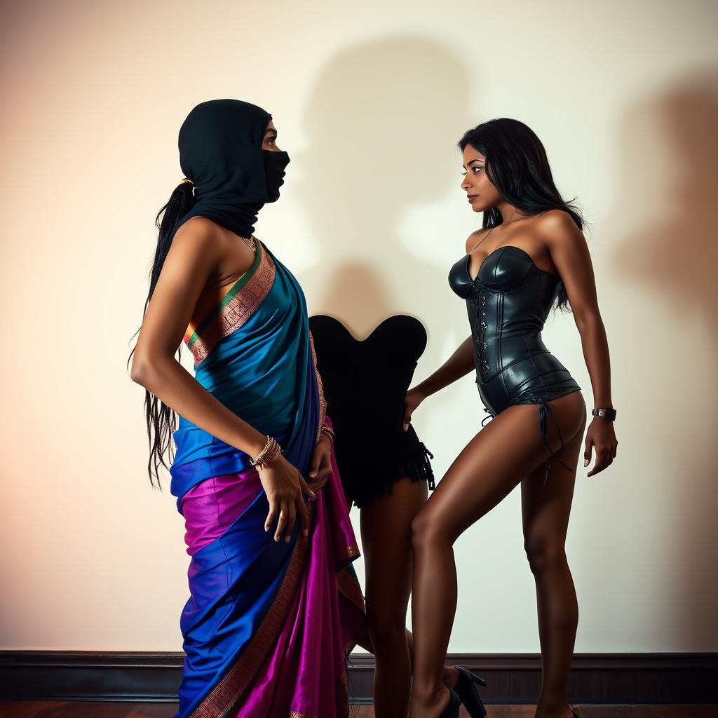 An alluring scene featuring two beautiful women in an intimate moment