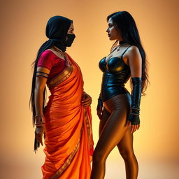 An alluring scene featuring two beautiful women in an intimate moment