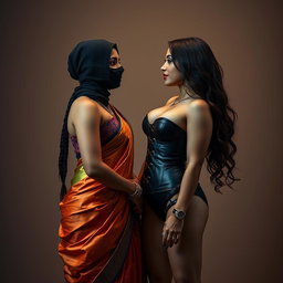 An alluring scene featuring two beautiful women in an intimate moment