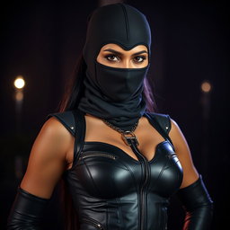 A captivating image of a sexy Indian girl dressed in a stylish mistress outfit that exudes power and allure