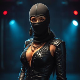 A captivating image of a sexy Indian girl dressed in a stylish mistress outfit that exudes power and allure