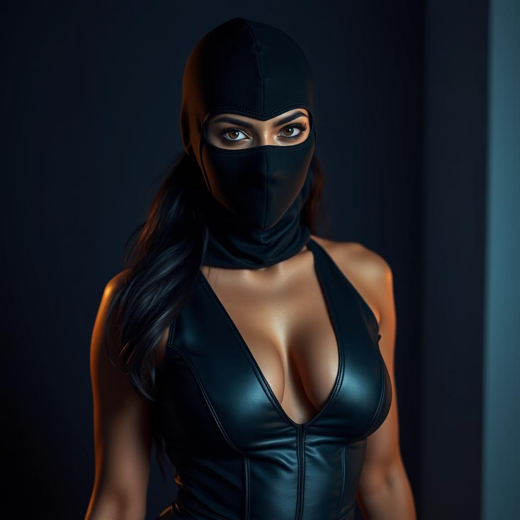 A striking image of a sexy Indian girl in a standout mistress outfit, designed to command attention and showcase her figure