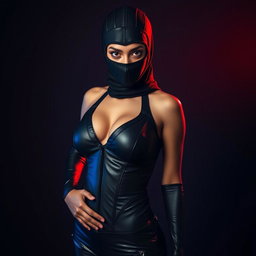 A striking image of a sexy Indian girl in a standout mistress outfit, designed to command attention and showcase her figure