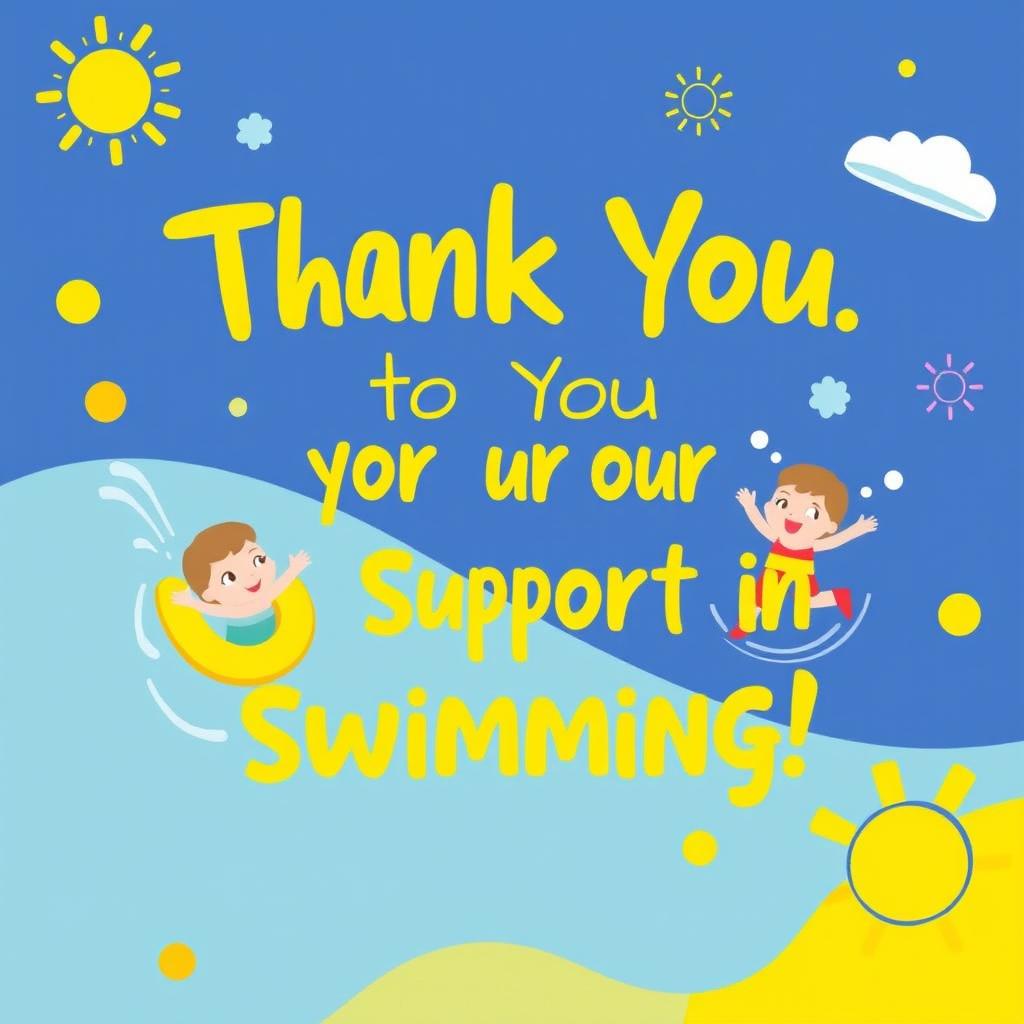 A beautifully designed thank-you card for contributing to children's swimming activities