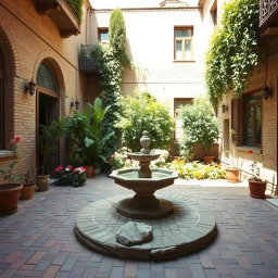 A nostalgic courtyard of a house in Tehran, 1340 (1961), featuring 3 cm thick brick flooring