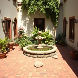 A nostalgic courtyard of a house in Tehran, 1340 (1961), featuring 3 cm thick brick flooring