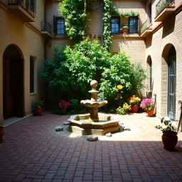 A nostalgic courtyard of a house in Tehran, 1340 (1961), featuring 3 cm thick brick flooring