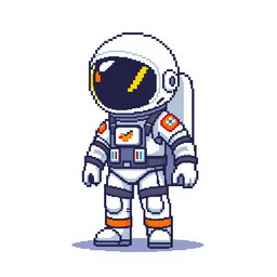 A pixel art representation of an astronaut in a 16x16 format, showcasing a half body view