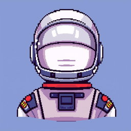 A pixel art depiction of an astronaut from the head to shoulders in a 16x16 format, designed as an animation sprite sheet that illustrates sequential movements
