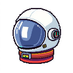 A pixel art design of an astronaut's head in a 16x16 format, created as an animation sprite sheet showcasing sequential movements
