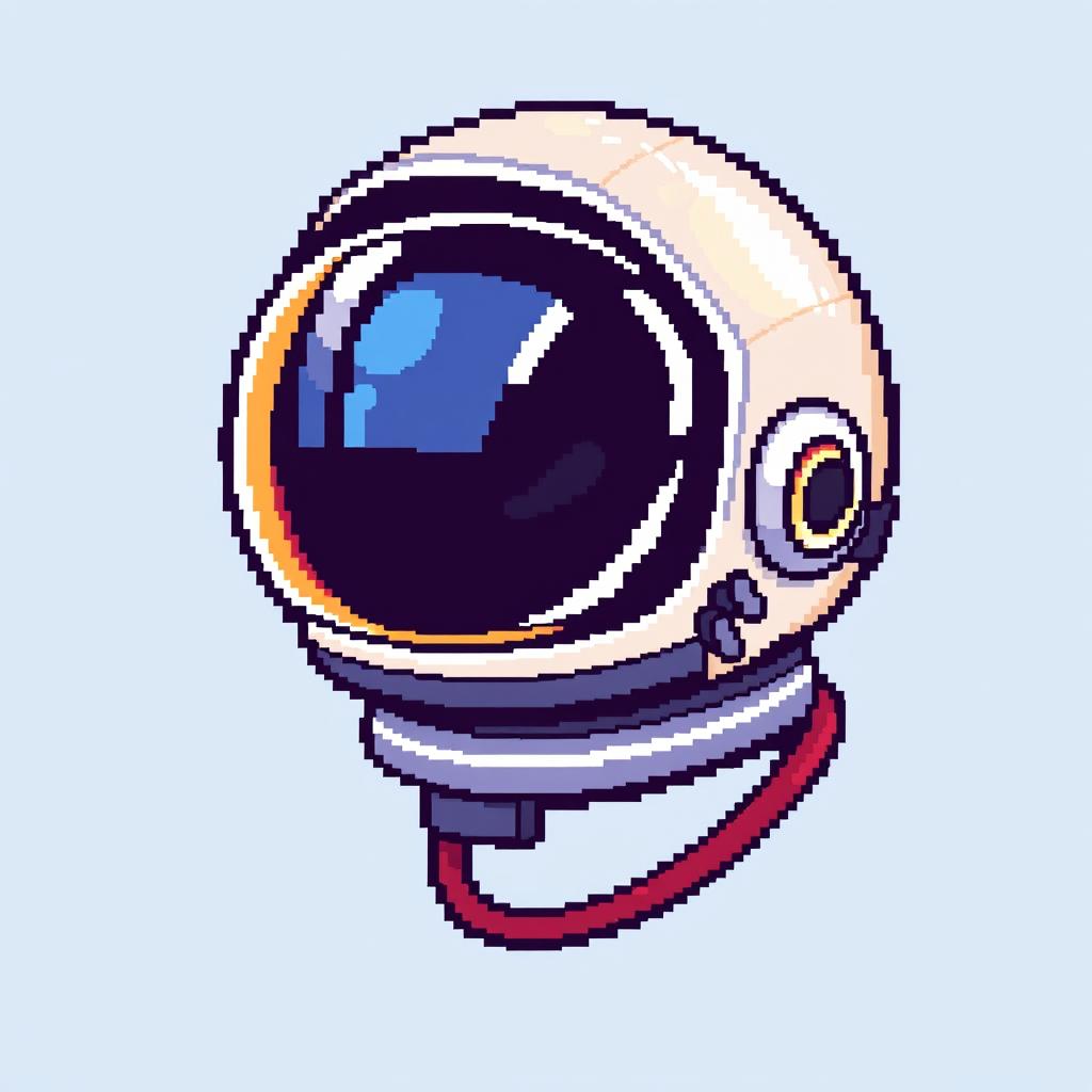 A pixel art design of an astronaut's head in a 16x16 format, created as an animation sprite sheet showcasing sequential movements